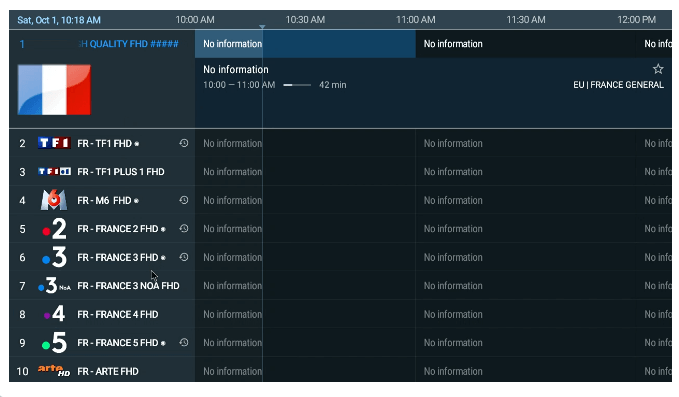 Interface TiviMate Player chaines 4K Sports