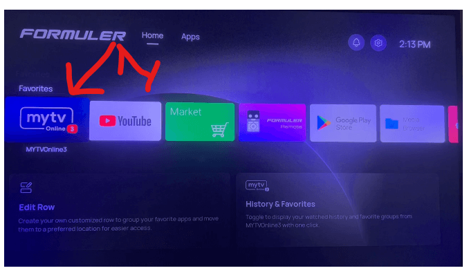 Ouvrir application MyTVOnline 3 Formuler Z11 Pro